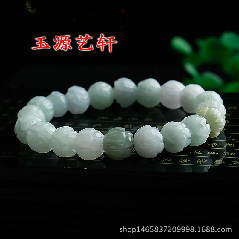 Поддельные Бусины Из бирманского изумруда Jadeite нефритовый браслет Seiko Lotus для