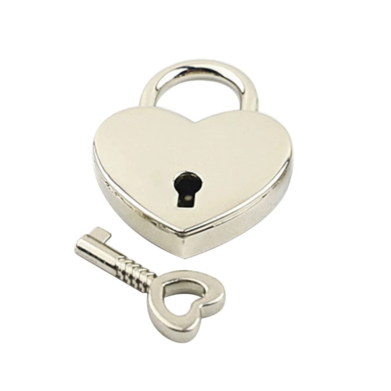 

Mini Heart Archaize Padlocks With for KEY Metal for Wish Lock Jewelry Box Decorative Padlock for Lovers, Girls, Students