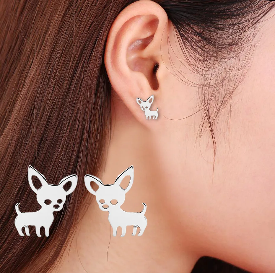 

Pet Chihuahua Stud Earrings Mini Stainless Steel Cute Dog Studs Chihuahua Jewelry Love My Pet Animal Earrings