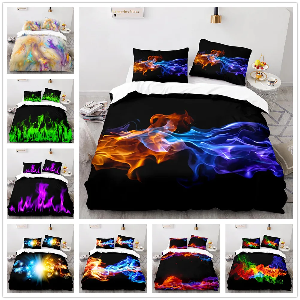 Набор постельного белья комплект с пододеяльником и наволочкой цветным рисунком