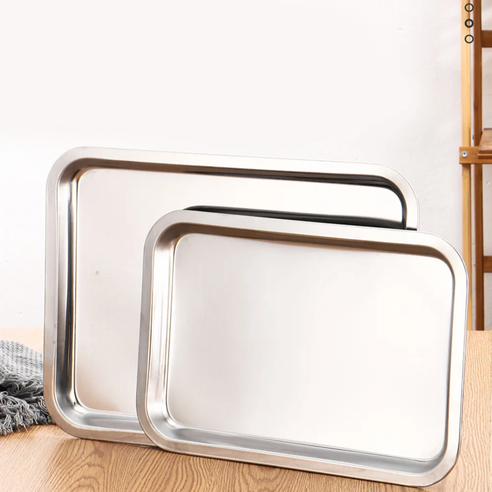 

4pcs Stainless Steel Toddler Tray Lunch Dinner Container Plate Tray Camping Toddler Food Plate