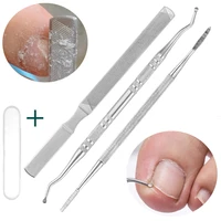 3pcs dual head nail cuticle pusher spoon stainless steel uv gel polish removal trimmer dead skin grinding rod manicure tools