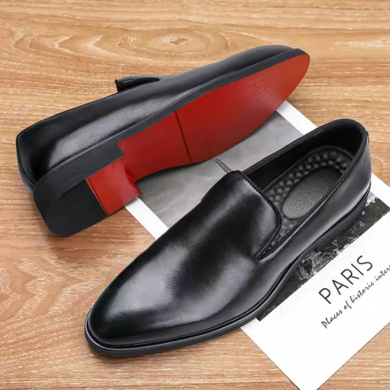 

Topvivi Men Party Slip-On Breathable Brown Black Shoes Men Loafers Bottom Shoes Fashion Size 38-48 Men Comfortable Dress Shoes
