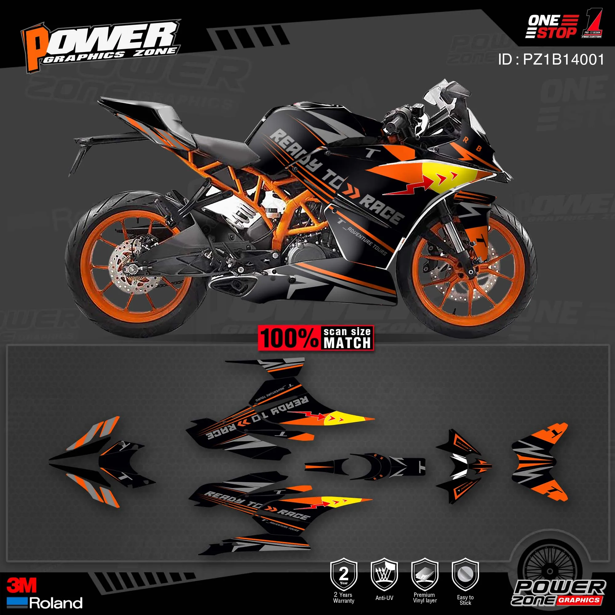 Персонализированные графические фоны PowerZone Набор наклеек для KTM ADV RC125 200 250 390 2014-2016