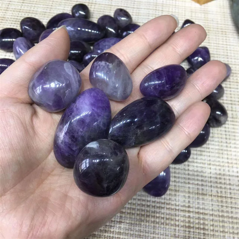

Natural Amethyst Tumbled Stones Polished Quartz Crystal Healing Gemstones Home Reiki Decoration
