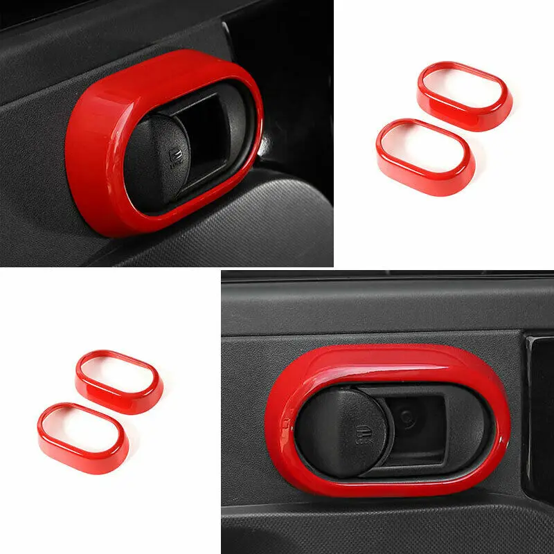 

For Jeep Wrangler JK 4DR 2007-2010 ABS Red Interior Door Handle Cover Trim 4PCS