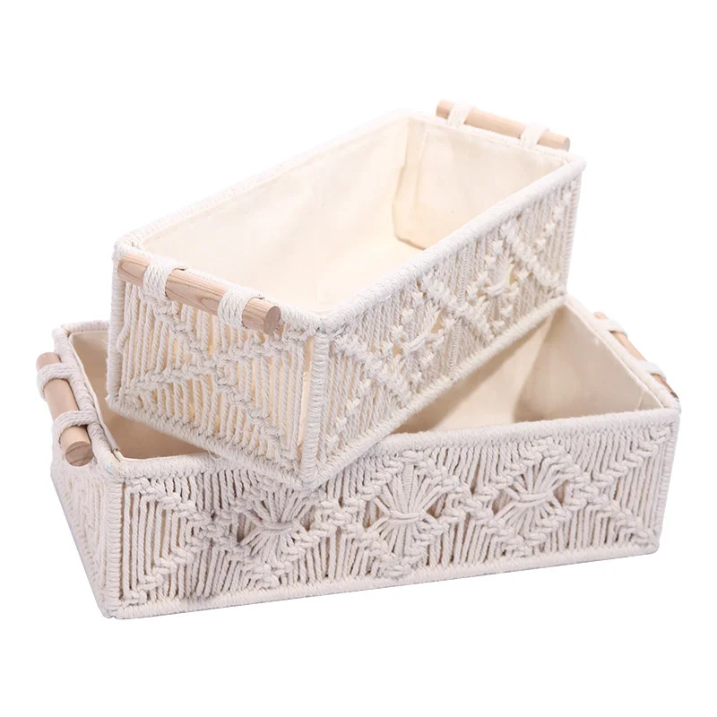 

Nordic Desktop Storage Box Convenient Woven Storage Box for Storing Room Sundries Cotton Rope