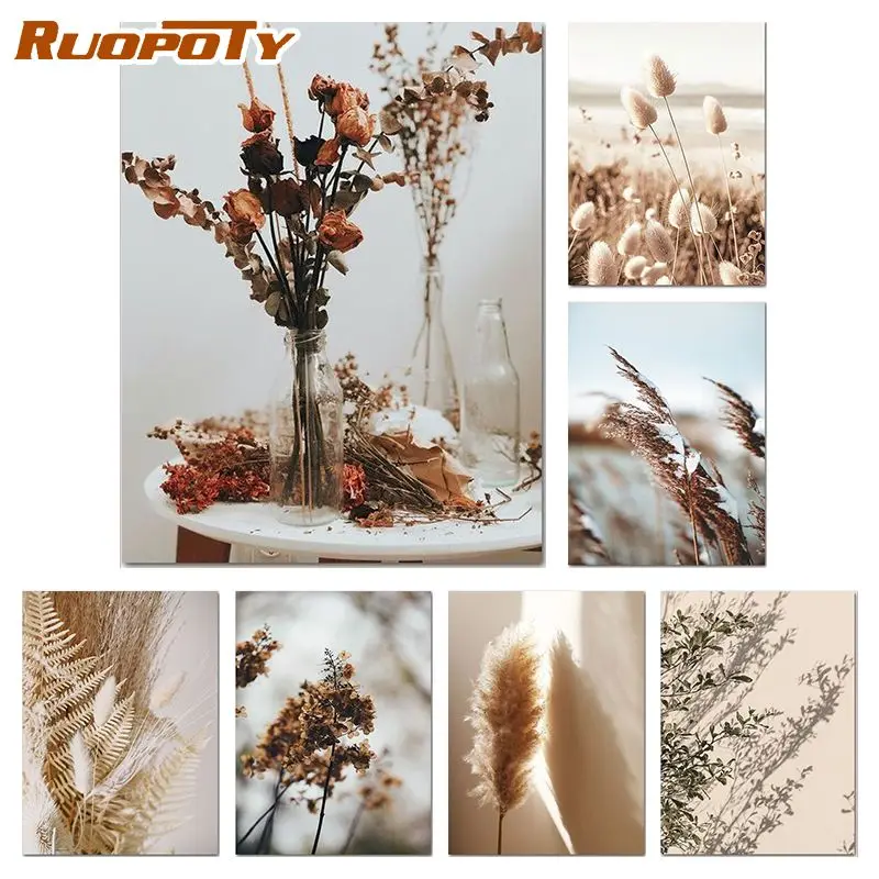 

RUOPOTY Paint By Numbers Setaria Grass Acrylic Drawing Canvas Oil Painting By Numbers Scenery For Adults Home Decor