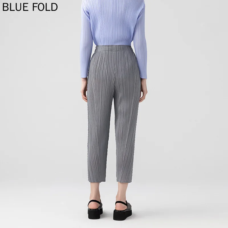 MIYAKE-Тонкие плиссированные брюки для женщин Повседневная одежда Маленькие