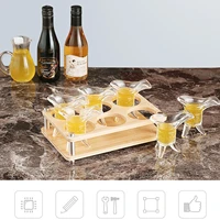 shot glasses holder tray bamboo wood shot glass tray 6 shot glass rack display whiskey tequila vodka cups stand for home party