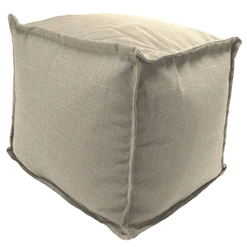 

20" x 20" Tory Bisque Tan Solid Square Outdoor Pouf Ottoman with Flange