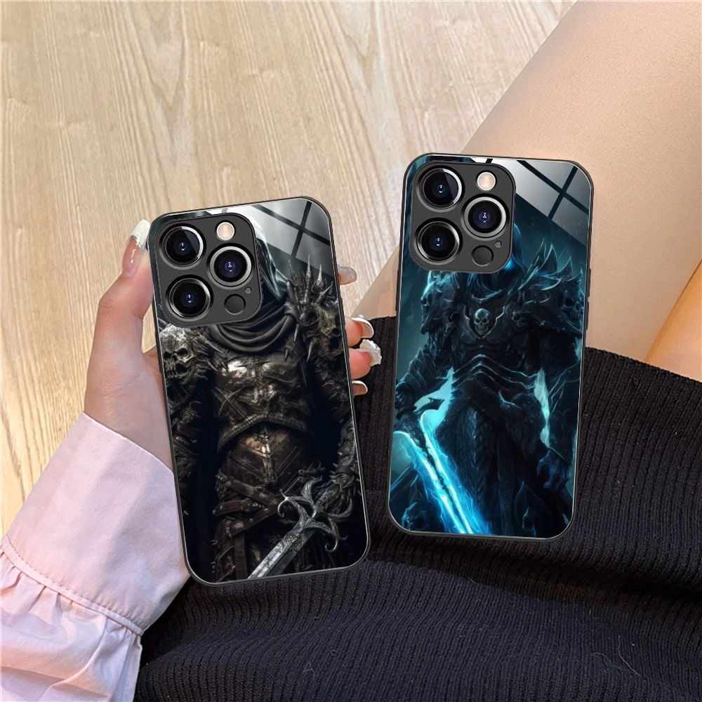 Чехол для мобильного телефона с изображением черепа воина рыцаря iPhone 15 14 13 12 11 X XR