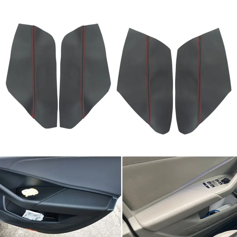 

For VW Jetta 2019 Car Interior Door Armrest Panel Leather Cover Inner Accessories Trim