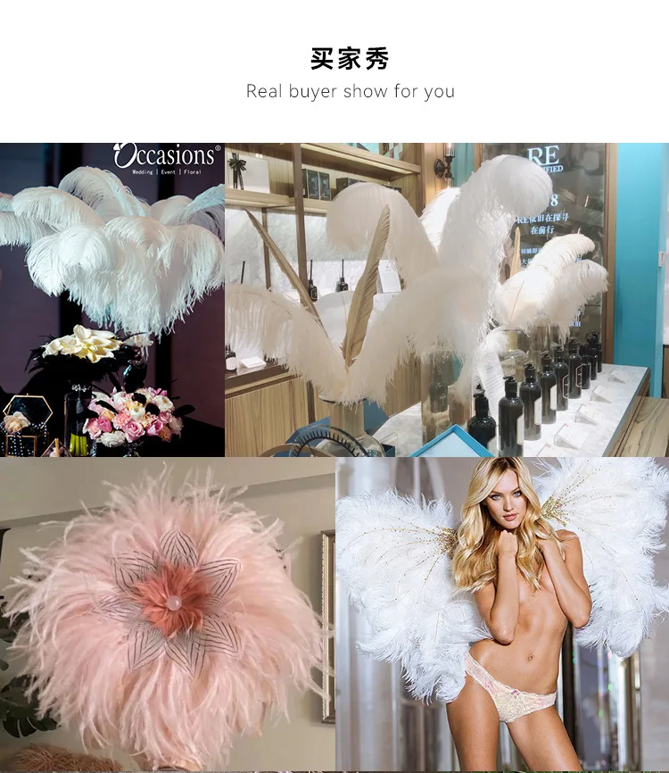 White Ostrich Feather Plumes Decor 15-70cm Big Ostrich Feathers Carnaval Table Centerpieces Party Wedding Accessories Decoration images - 6