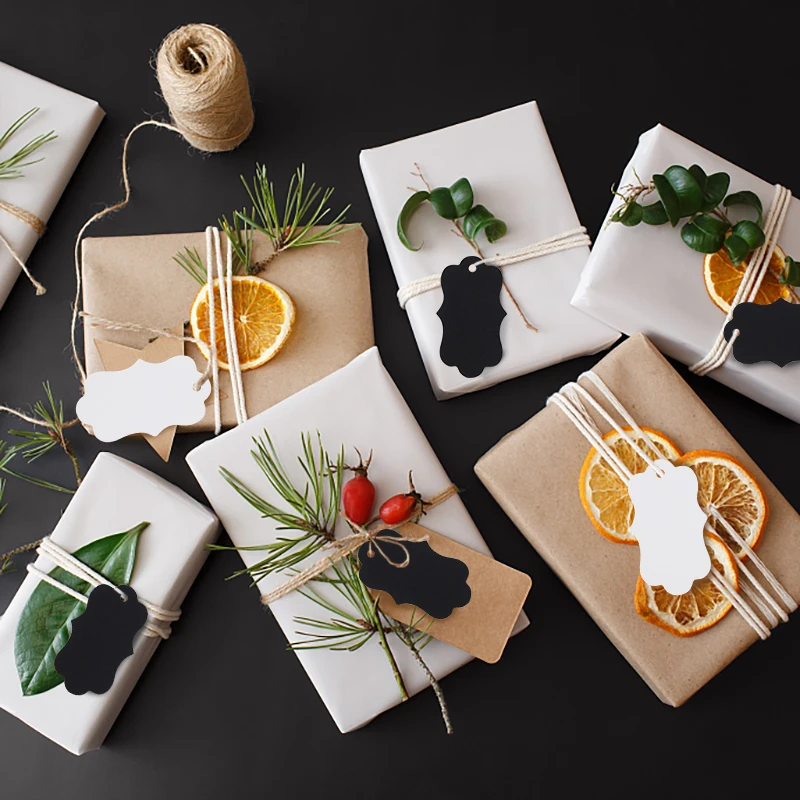 100pcs Retro Kraft Blank Rectangle Label Hang Tag Paper Handmade Card Price Wrap Ornament Gift Box Bag Decoration |