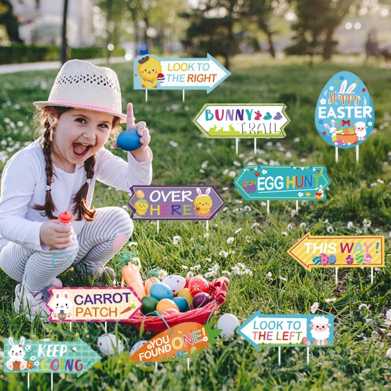 

2022 Easter Decoration Multicolored 10pcs Festival Party Decor Creative Home Yard Outdoor Lawn Yard Signs Supplies Dropship