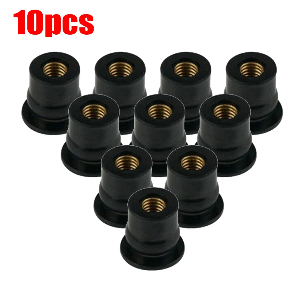 

10PCS / Set Universal M6 Rubber Nut Damper Panel Fixing 6mm For Most Windshield Body And Other Motorcycle And Atv Applications