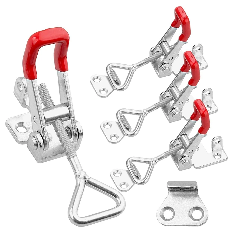 

4Pcs GH-4002 Adjustable Toggle Clamp 550 Lbs Holding Capacity Toggle Latch Hasp Clamp Lockable Quick Release Pull Latch