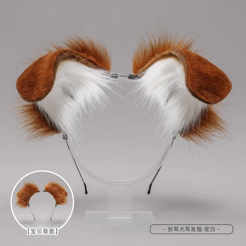 

Cute Plush Dog Ears Headbands Women Furry Animal Dalmatians Ears Hair Hoop Handmade Cosplay Long Fur Headpiece Party Hairband