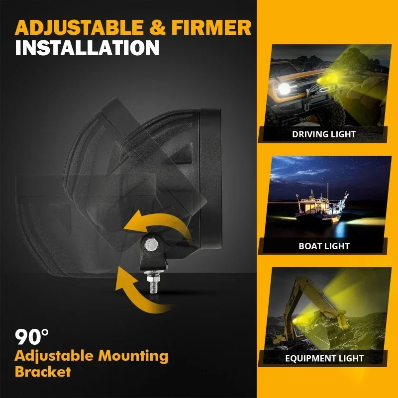AUXBEAM 4-дюймовый светодиодный рабочий свет Янтарный/белый точечный светильник для