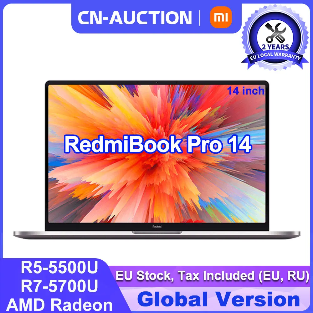 Xiaomi RedmiBook Pro 14-Inch Laptop AMD R5 5500U/R7 5700U CPU Ryzen Edition 16GB 512GB SSD Global Version Notebook Win10 Pro PC