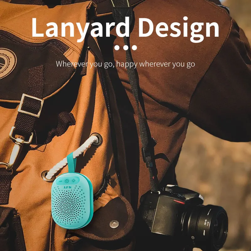 Фото Портативный и маленький Bluetooth-динамик IPX4, водонепроницаемый шнурок, дизайн для путешествий, спорта, совместим с iPhone и Android №3
