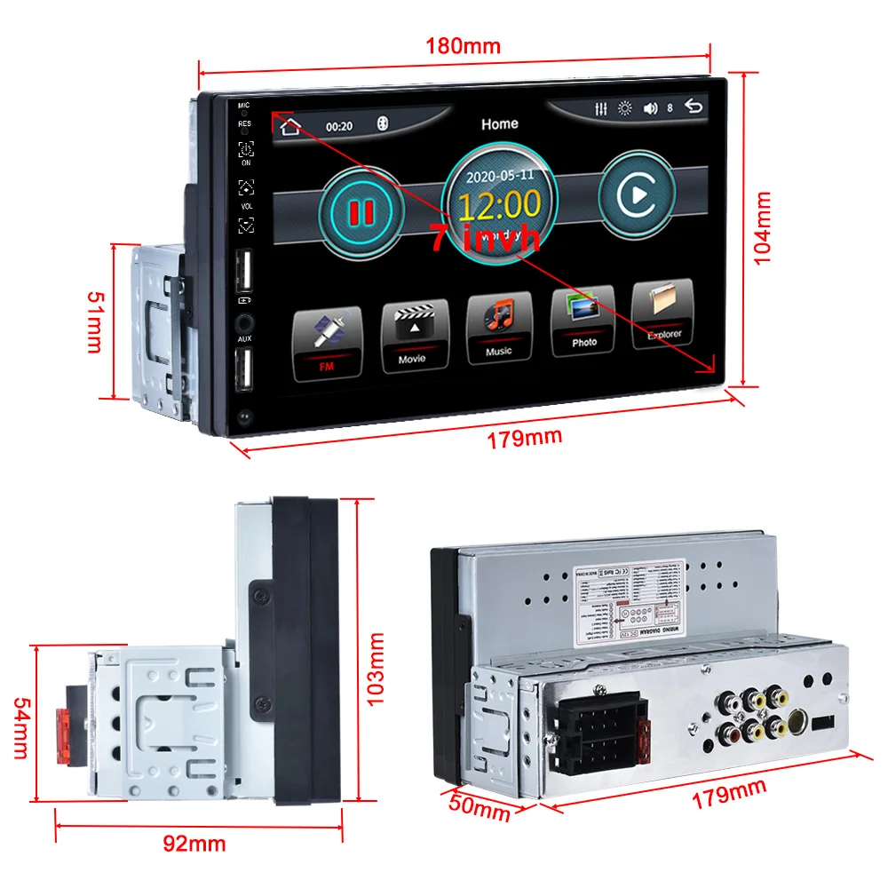 Универсальный Автомобильный мультимедийный плеер с сенсорным экраном 7 дюймов