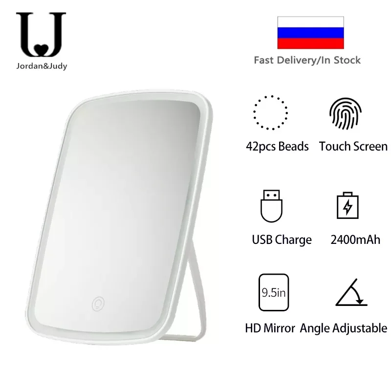 

Jordan Judy Desktop Makeup Mirror With Led Light Three Color Temperature Folding Touch Control Dimmable Lamp Smart Beauty Mirror