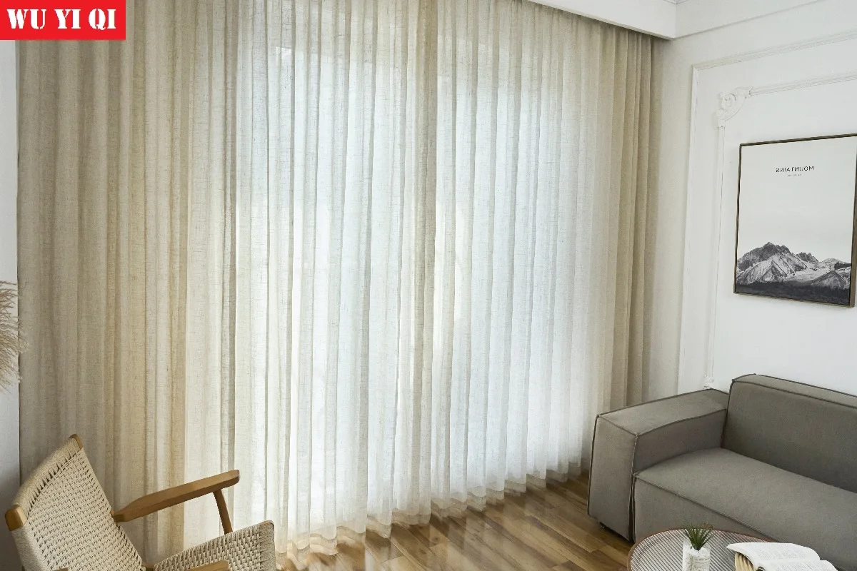 Японские льняные цветные прозрачные шторы для гостиной полузатемненные кухни