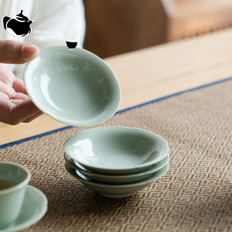 

Song Qing Five petal coaster Handmade Ceramic tea holder Kung Fu tea set Tea ceremony accessories Scholar cup holder