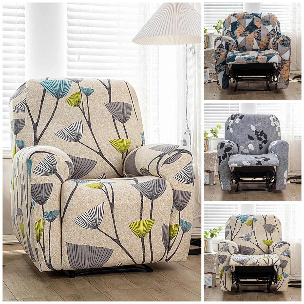 

Recliner Slipcover Stretch Soft Non-slip Reclining Chair Cover Fashion Single Seat Sofa Couch Cover Decorative Furniture