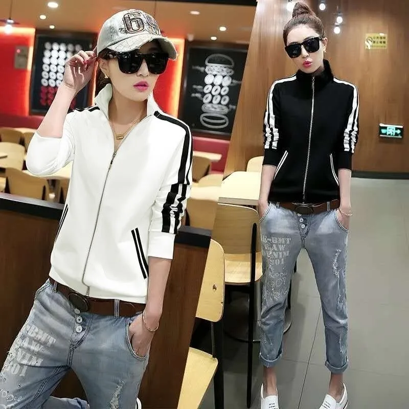 Korean Version Women Golf Coat Spring Autumn Slim Hoodie Stripe Golf Wear Clothing Ladies Casual Sport Top Golf Apparel Jacket
