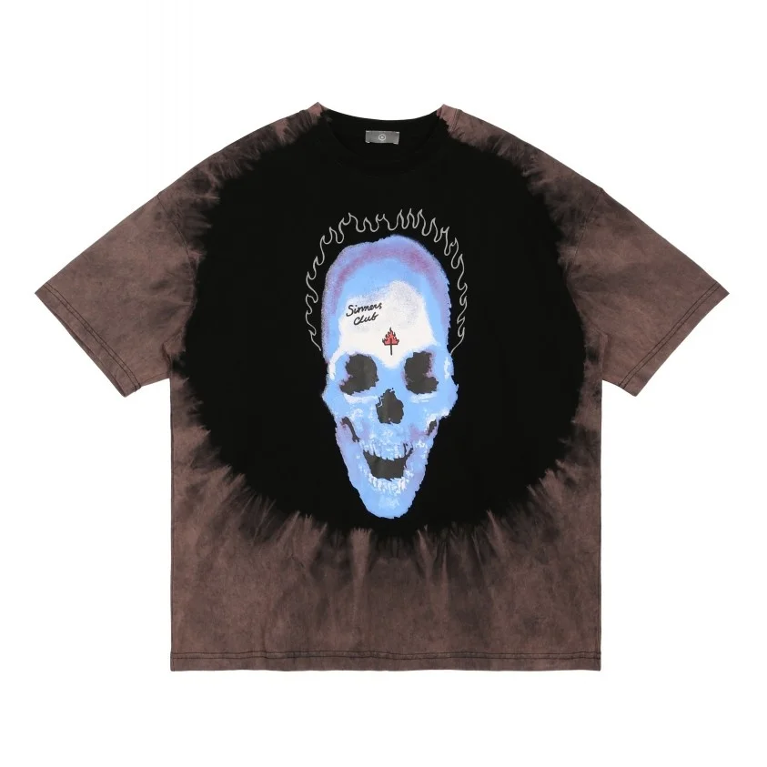 

Футболка Мужская/женская оверсайз с принтом черепа и пламени