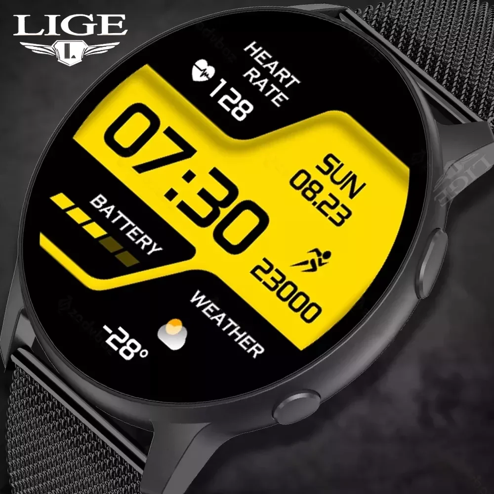 

LIGE 2022 Smart Watch Men Full Touch Sport Fitness Watch IP67 Waterproof Bracelet Bluetooth For Android Ios Women Smartwatch Men