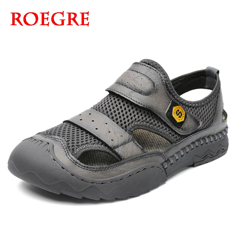 

Classic Summer Large Size Men's Sandals Leather Men's Slippers Breathable Designer Beach Roman Sandals Brand Non-Slip Men Shoes