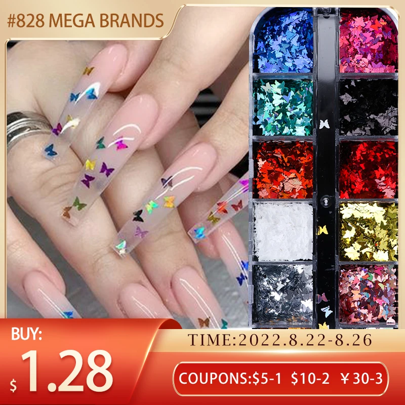 Nail Paillette Butterfly Sparkly Mirror Slice Nail Art Sequins Holographic Polish Flakes DIY Acrylic for Nails Dust LE1591