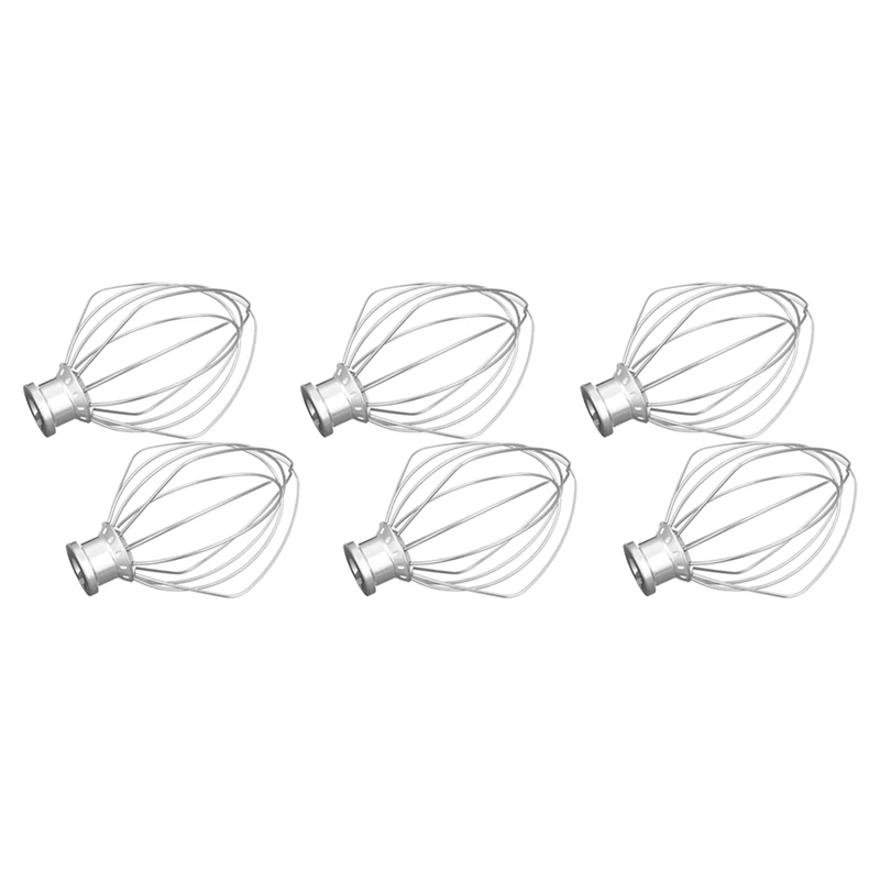 

6 Pack Stainless Steel Wire Whip Mixer Attachment For Kitchenaid K45WW Flour Cake Balloon Whisk Egg Cream Stirrer