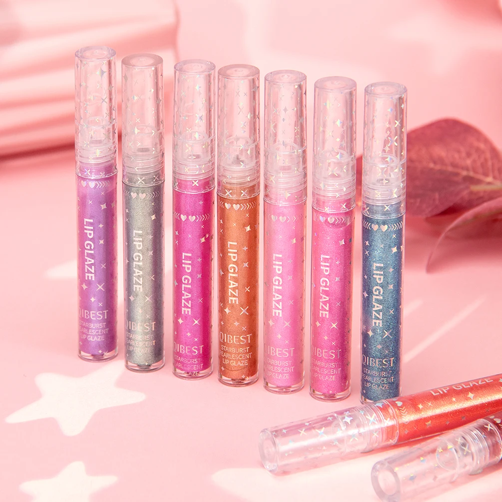 

QIBEST Starburst Pearlescent Liquid Lipstick Shiny Moisturizing Brown Lip Glaze Glitter Lip Gloss Makeup Sexy Long-lasting Tint