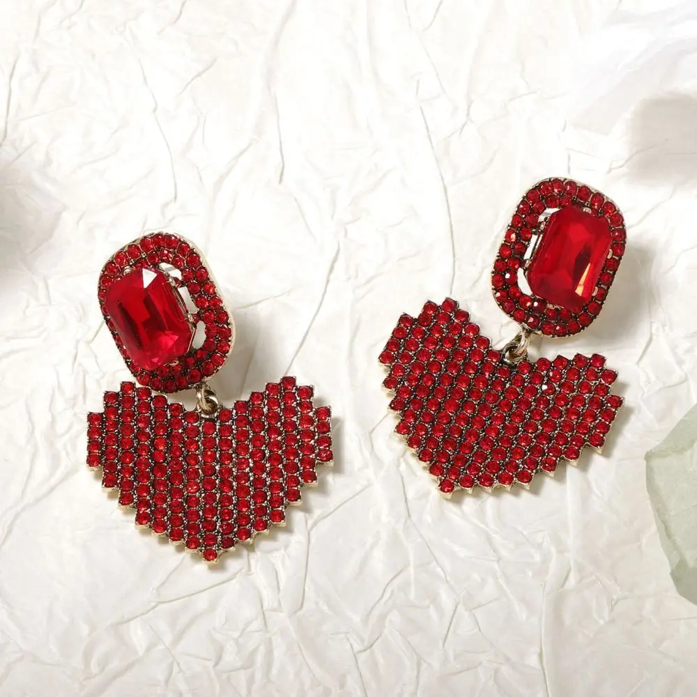 Элегантные серьги в форме сердца с блестящими стразами блестящие преувеличенные
