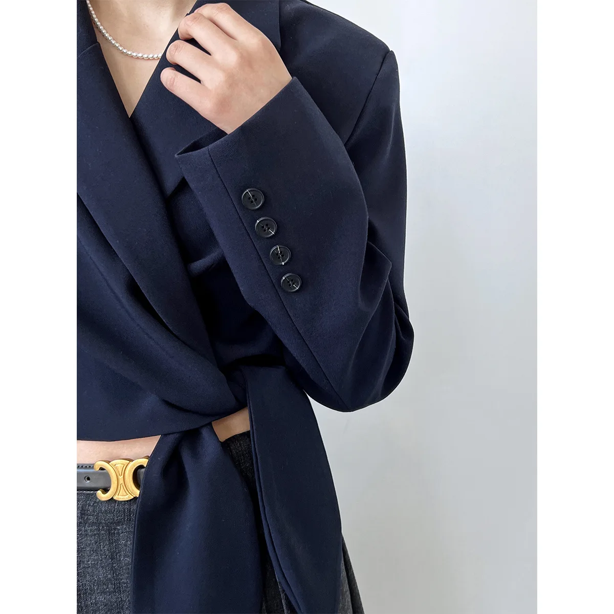 High-end Luxury Designers Women Clothing Long Sleeve Bandage Blazer Short Jacket Spring Autumn Korean Fashion Coat Office Ladies