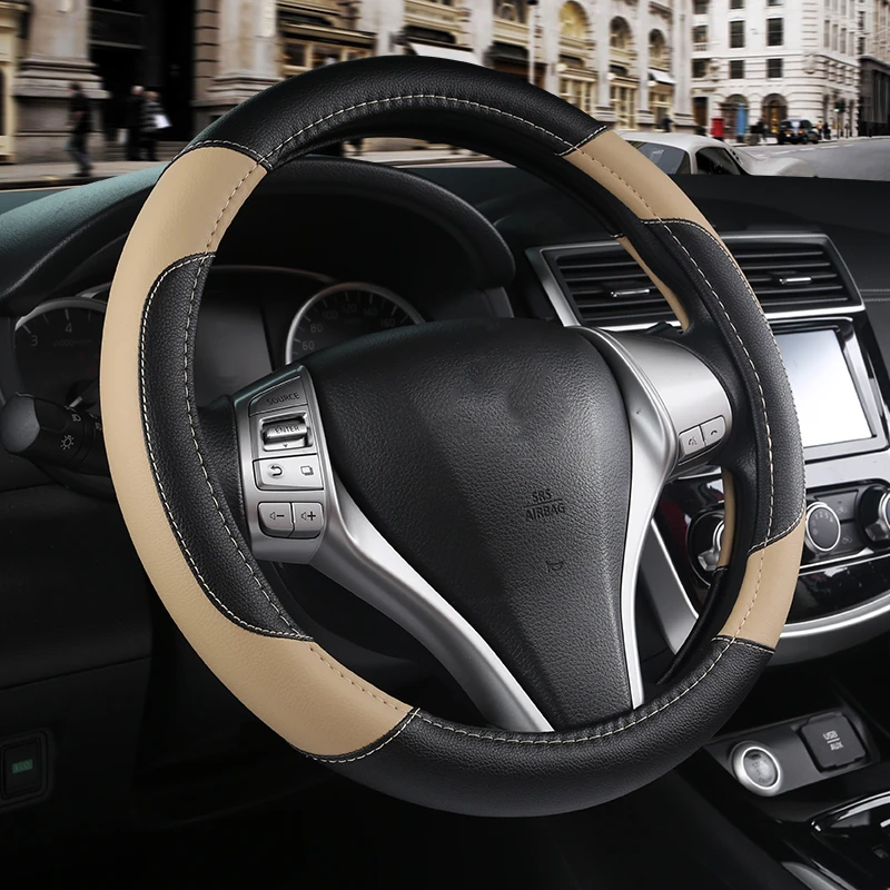 

Car Anti Slip Leather Steering Wheel Cover Universal Car Steering Wheel Protective Cover Fashion Style 38cm