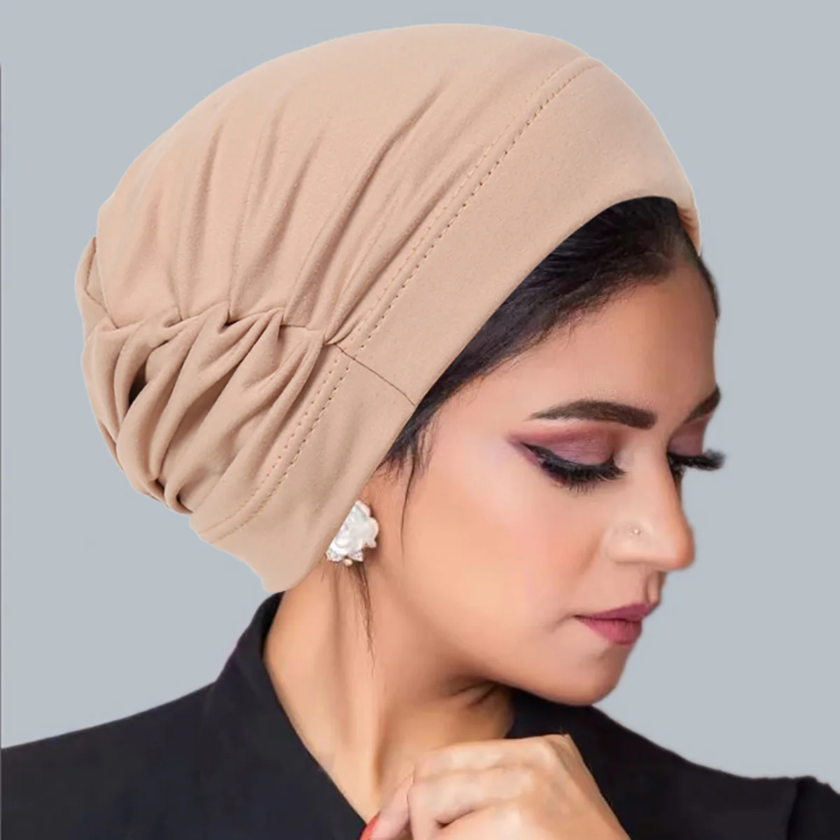 Рамадан однотонный женский мусульманский хиджаб шапки с запахом на голову