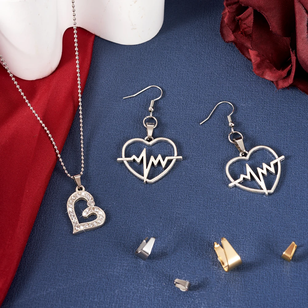 400pcs 304 Stainless Steel Pinch Bail Clasp Pendant Charm Connector Snap on Bails for DIY Jewelry Making Handmade Supplies