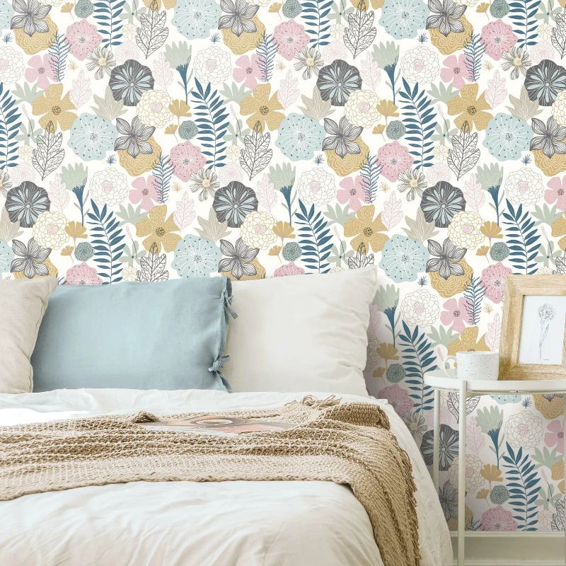 

Perennial Floral Peel and Stick Wallpaper Wallcovering Wall Decor