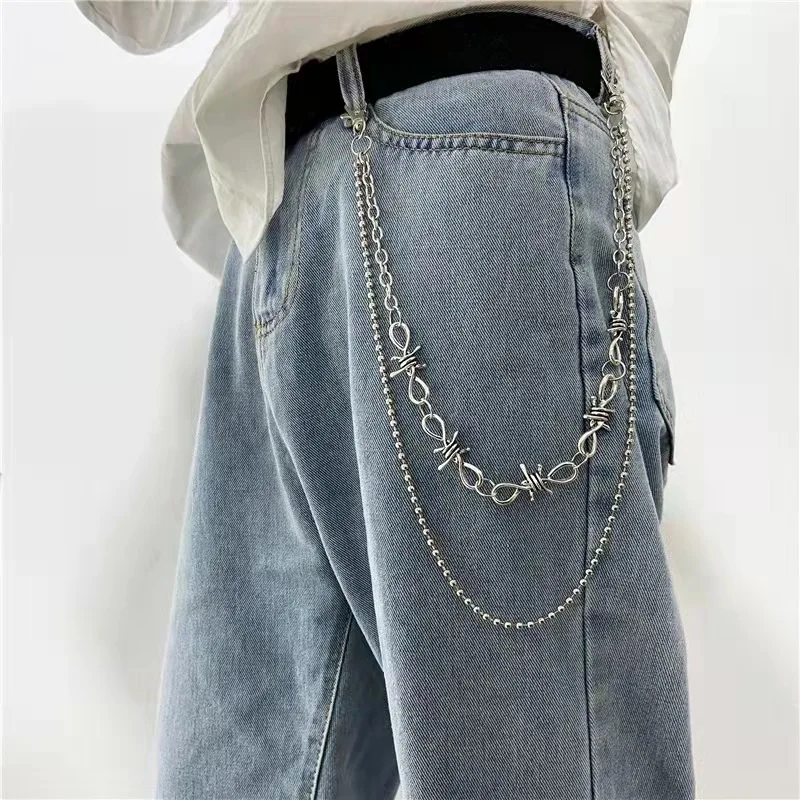 Hip Hop Punk Metal Pants Chain Thorn Waist Chain Casual Men and Women