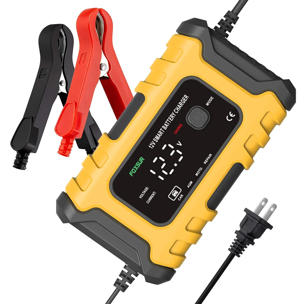 

FOXSUR 12V 6A Smart Battery Charger for Car Motocycle AGM GEL Wet Lead Acid Fully Automatic Pulse Repair Charger Accessories New