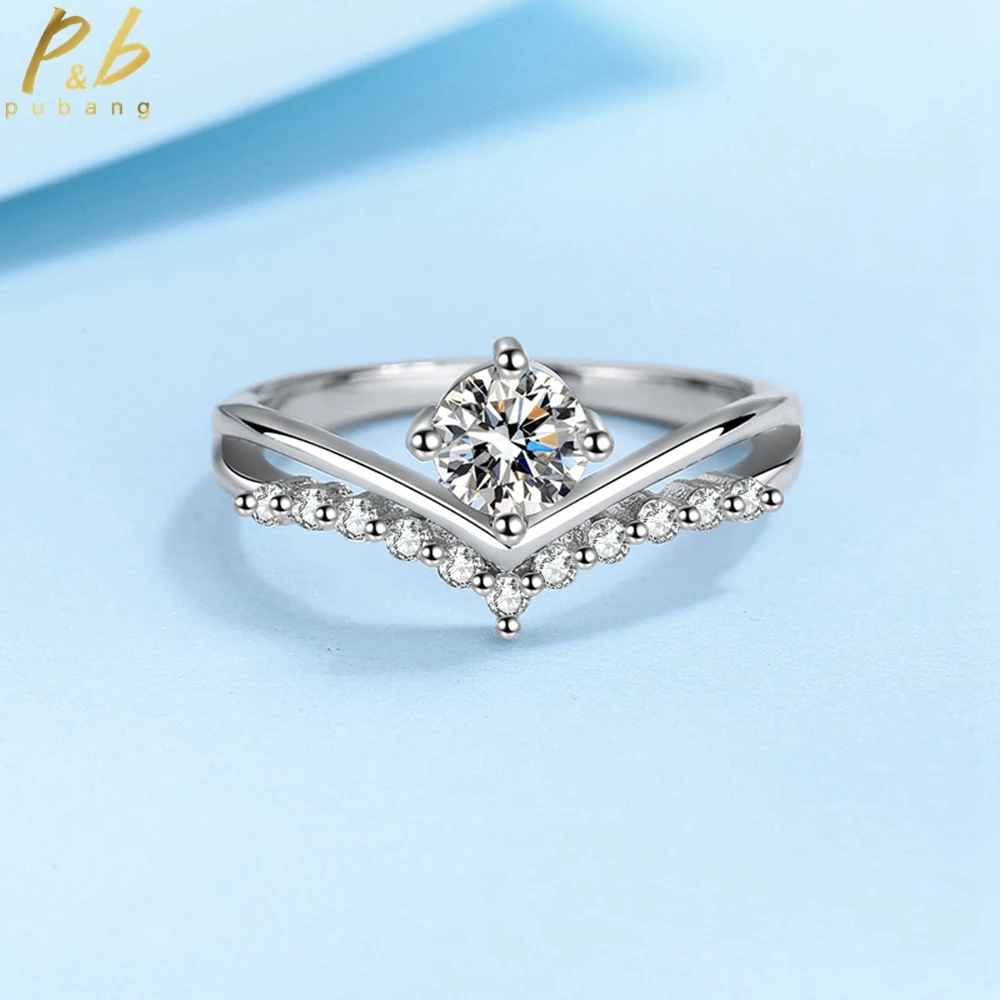 

PuBang Fine Jewelry 100% 925 Sterling Silver D Moissanite Diamond Ring for Women Anniversary Engagement Party Gift Free Shipping