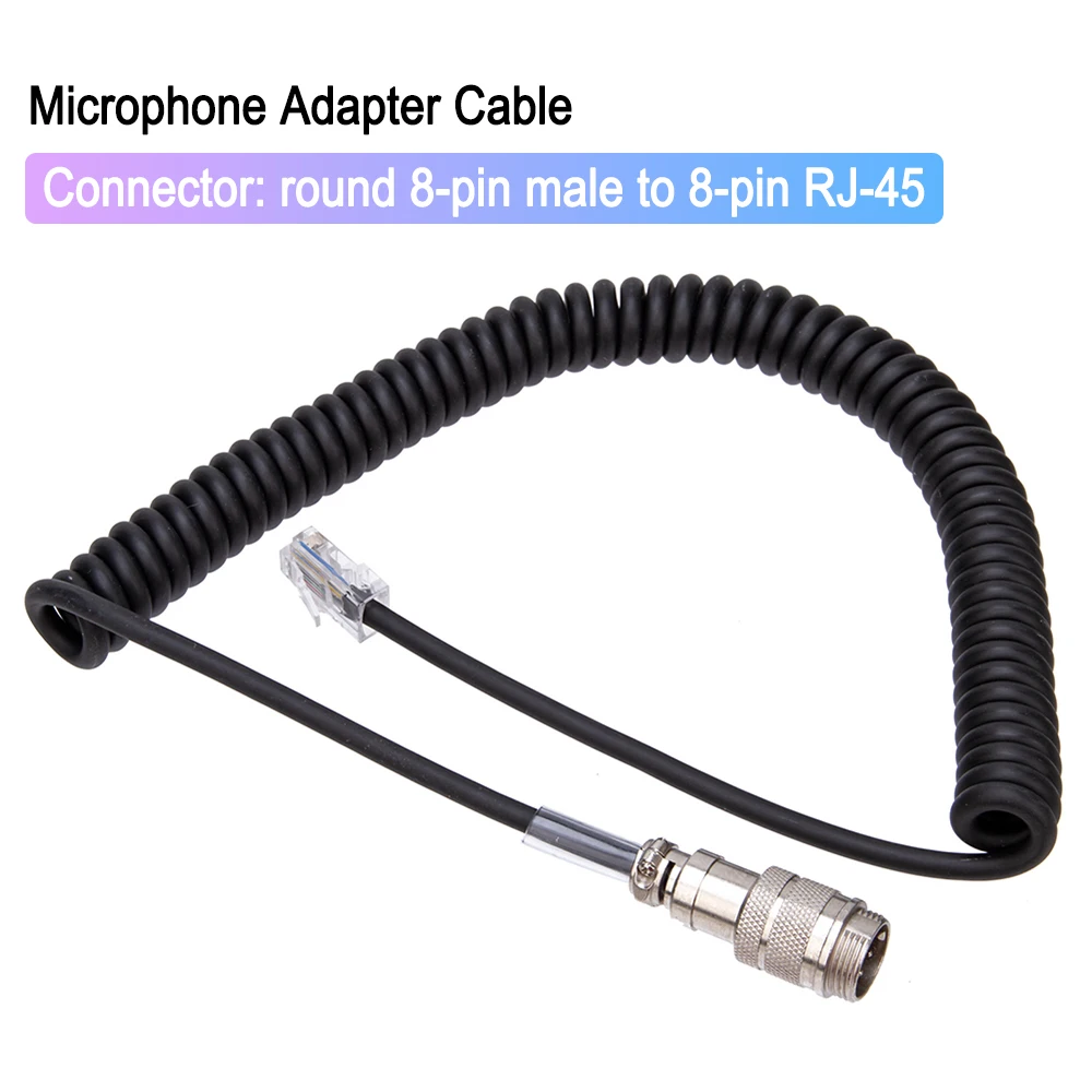 

Microphone Adapter Cable Spring Wire 8 Pin To RJ45 Modular Plug Extended Thick Thread Coiled for Yaesu FT450D/FT897D/FT991/FT8