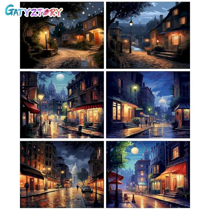 

GATYZTORY DIY Painting By Numbers Town Street Canvas Painting Home Decors Paint Kit Landscape Handmade Personalized Gift For Adu