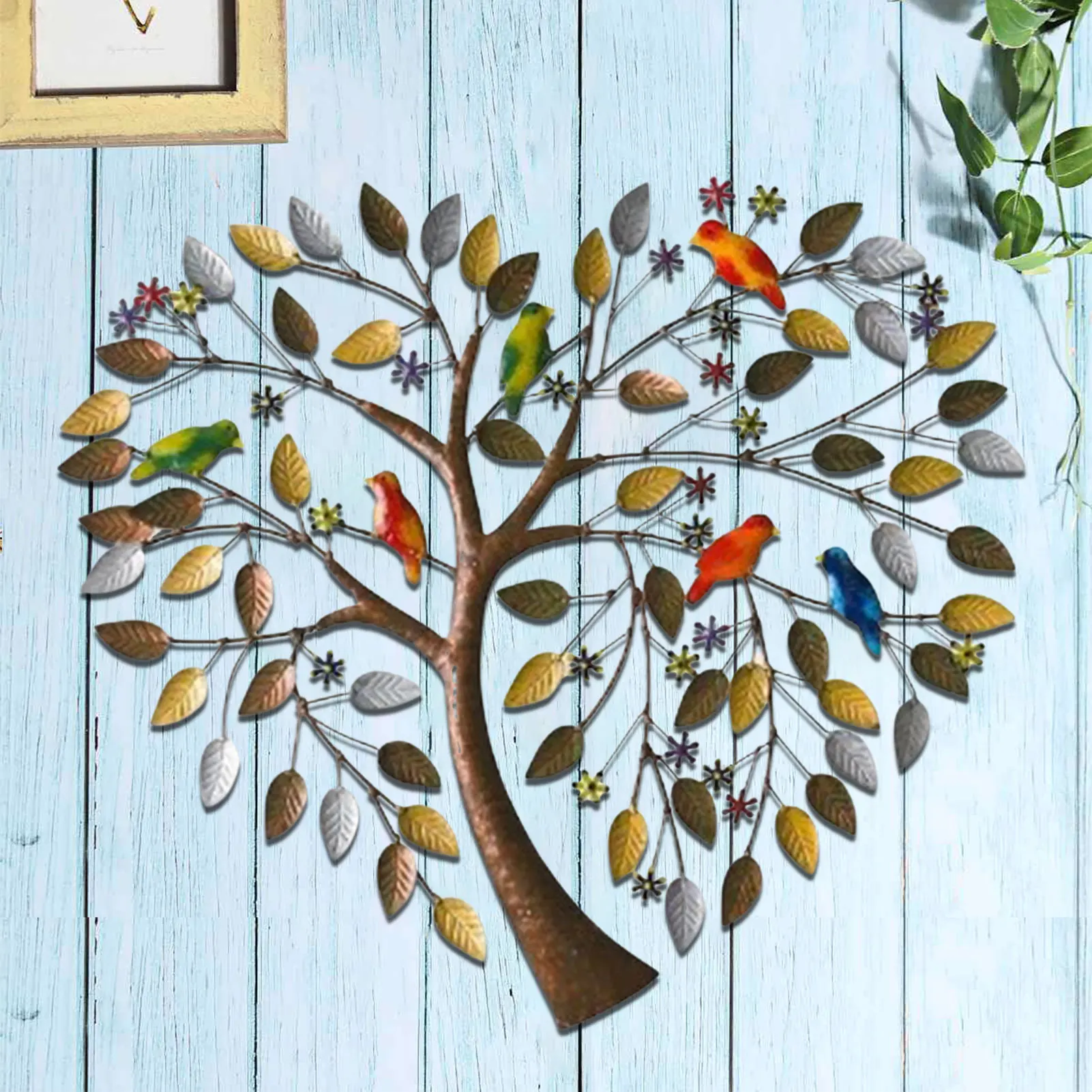 

Metal Tree Of Life Wall Decor Family Tree With Birds Wall Art Decoration For Balcony Patio Porch Bedroom Living Room Garage